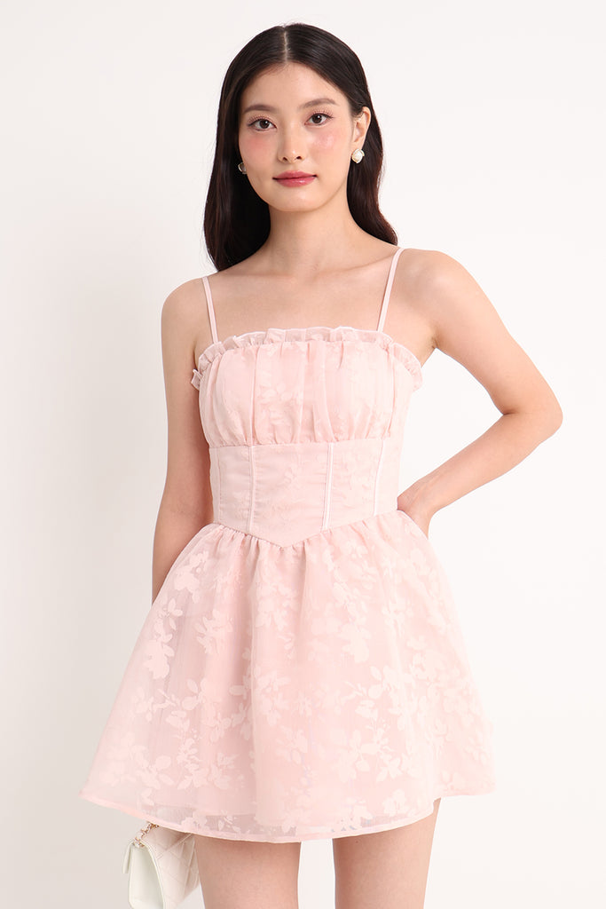 DRISELLA PADDED CORSET DRESS IN PINK