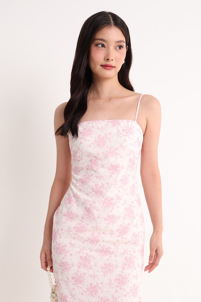 SPRING PETALS TOILE MIDI DRESS IN PINK | NEONMELLO