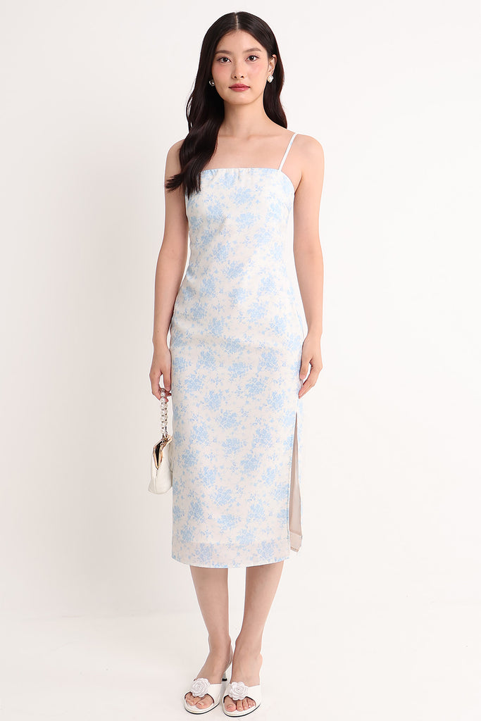 Spring Toile Blue SPRING PETALS TOILE MIDI DRESS IN BLUE | NEONMELLO