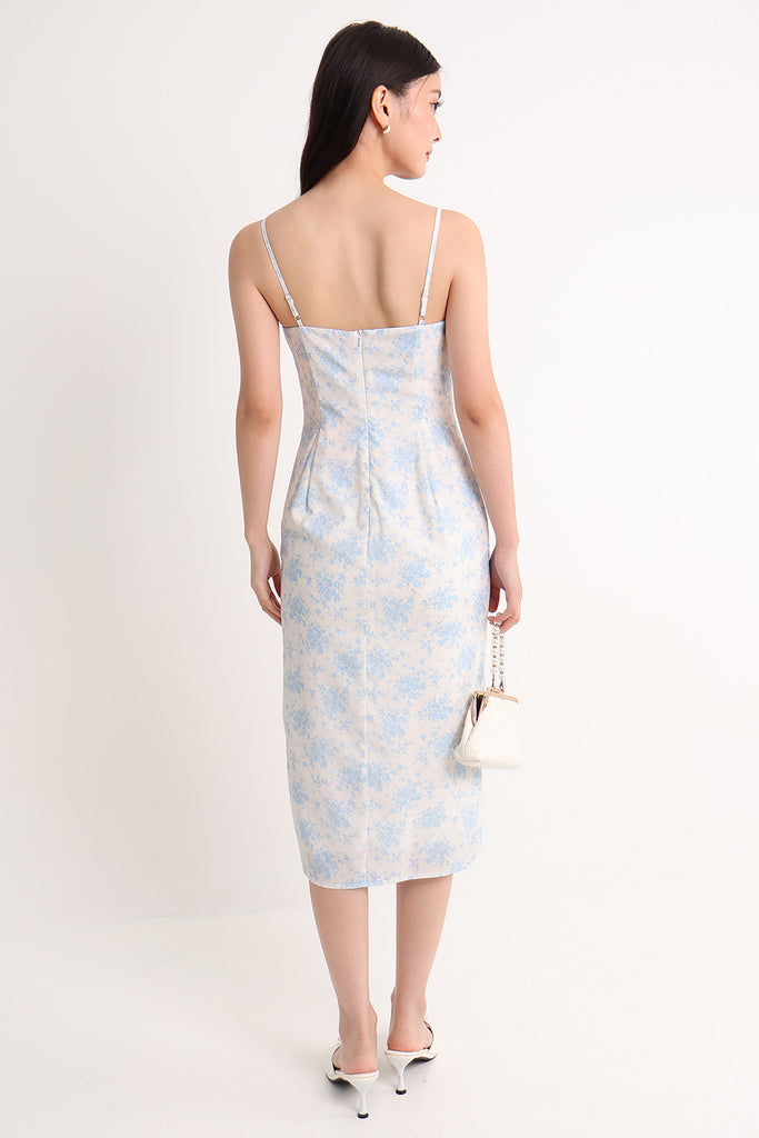 Spring Toile Blue SPRING PETALS TOILE MIDI DRESS IN BLUE | NEONMELLO