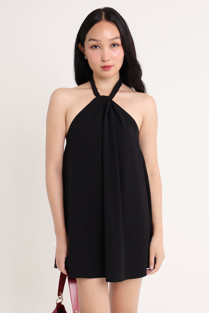 DORSET HALTER DRESS IN BLACK | NEONMELLO