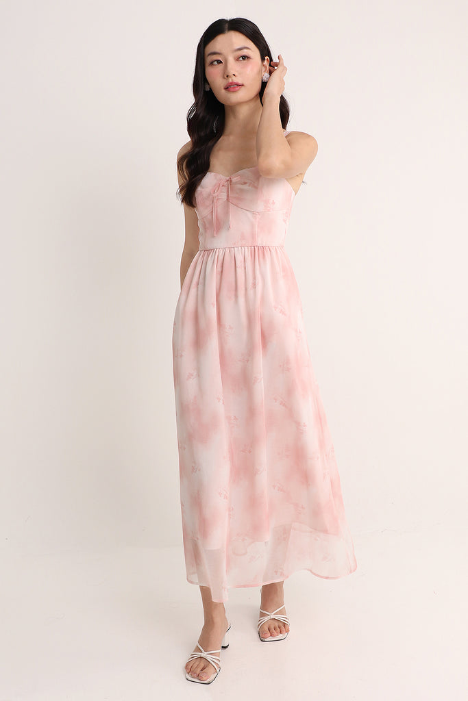 SPRINGTIME LACE TRIM FLORAL MAXI IN PINK | NEONMELLO