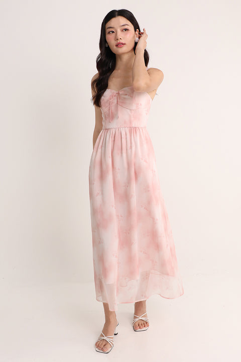 SPRINGTIME LACE TRIM FLORAL MAXI IN PINK | NEONMELLO