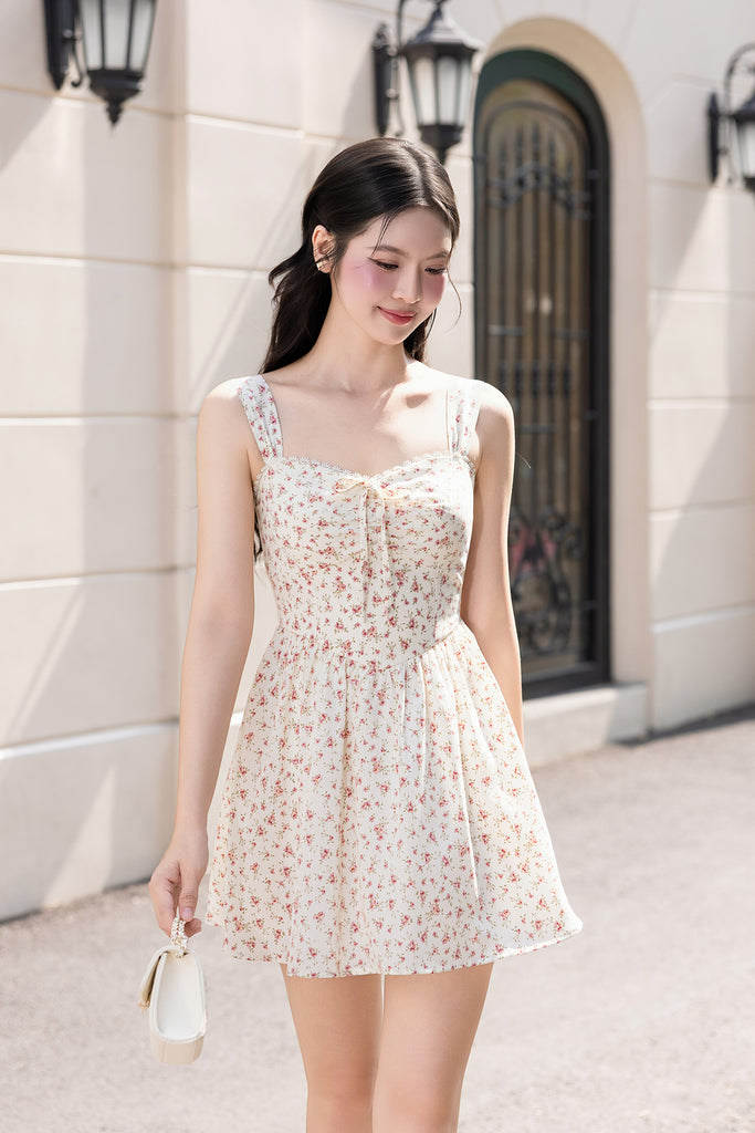 CHIARA VINTAGE FLORAL DRESS IN CREAM | NEONMELLO