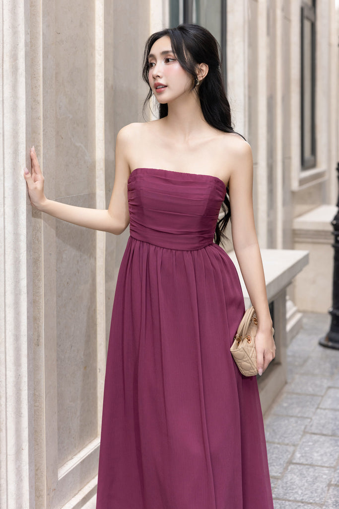 GLORIANA TUBE MAXI DRESS IN BURGUNDY
