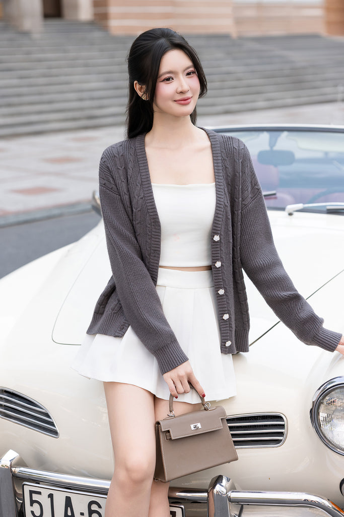 EUDORA OVERSIZED KNIT CARDIGAN IN DARK GREY | NEONMELLO