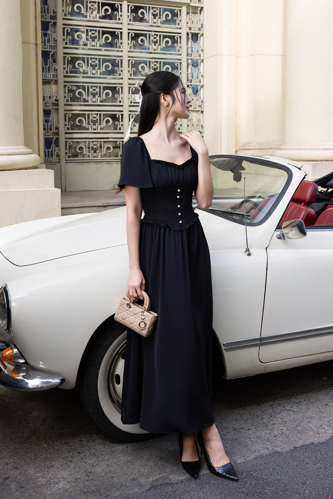 Rustic Maxi GEORGINA RUSTIC MAXI DRESS IN BLACK | NEONMELLO