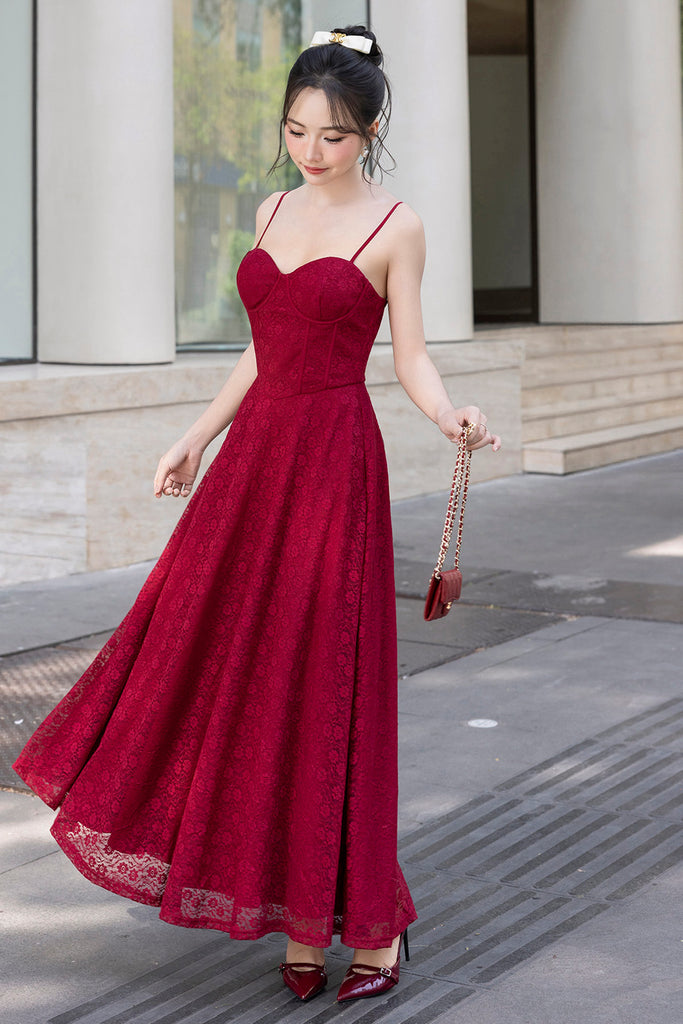 EVELINA LACE MAXI DRESS IN WINE EVELINA LACE MAXI DRESS IN WINE