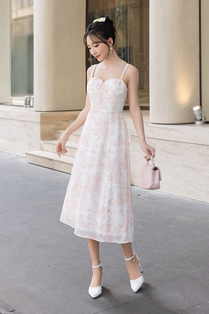 FLORAE TOILE MIDI DRESS IN PINK | NEONMELLO FLORAE TOILE MIDI DRESS IN PINK | NEONMELLO
