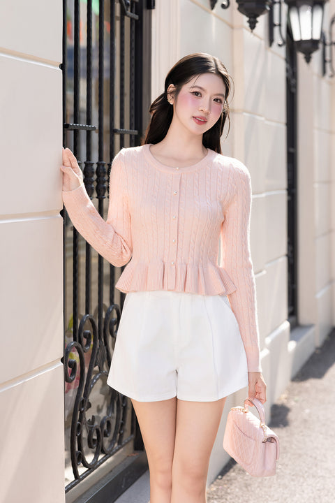 ALTHEA PEARL KNIT PULLOVER IN PINK