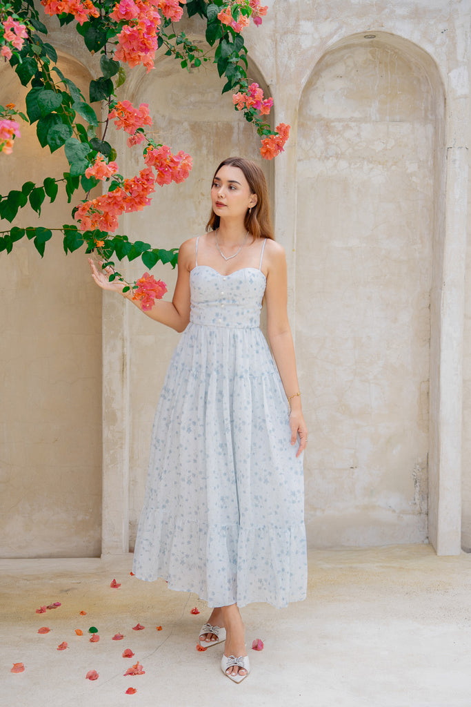 columbia maxi dress NILA Tulle Maxi Dress in Columbia