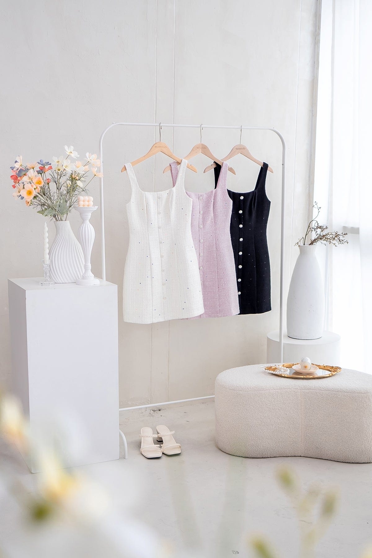 ADORE TWEED MINI DRESS IN LILAC PINK | NEONMELLO