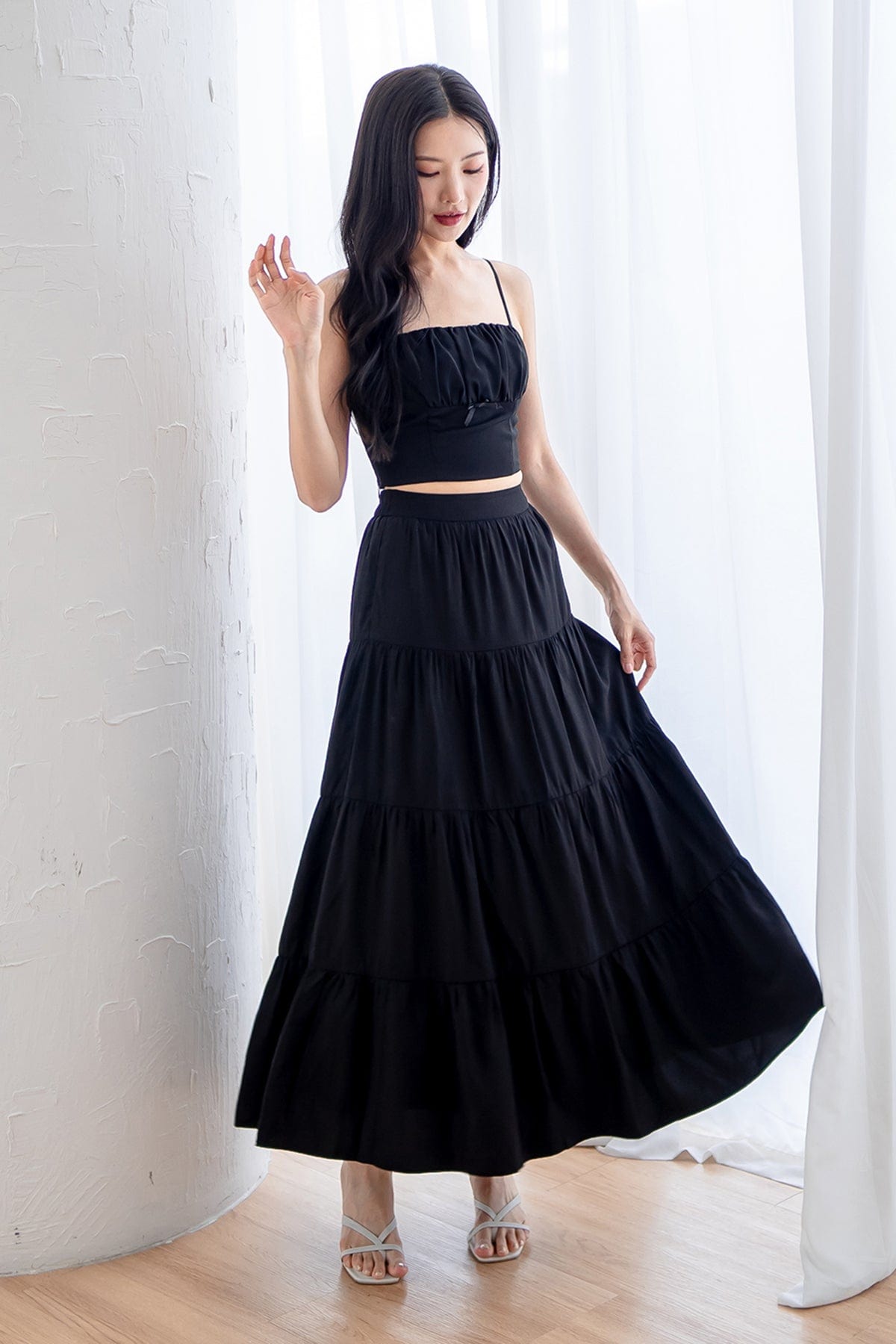 RESTOCKED**AMOR MAXI SKIRT IN BLACK | NEONMELLO