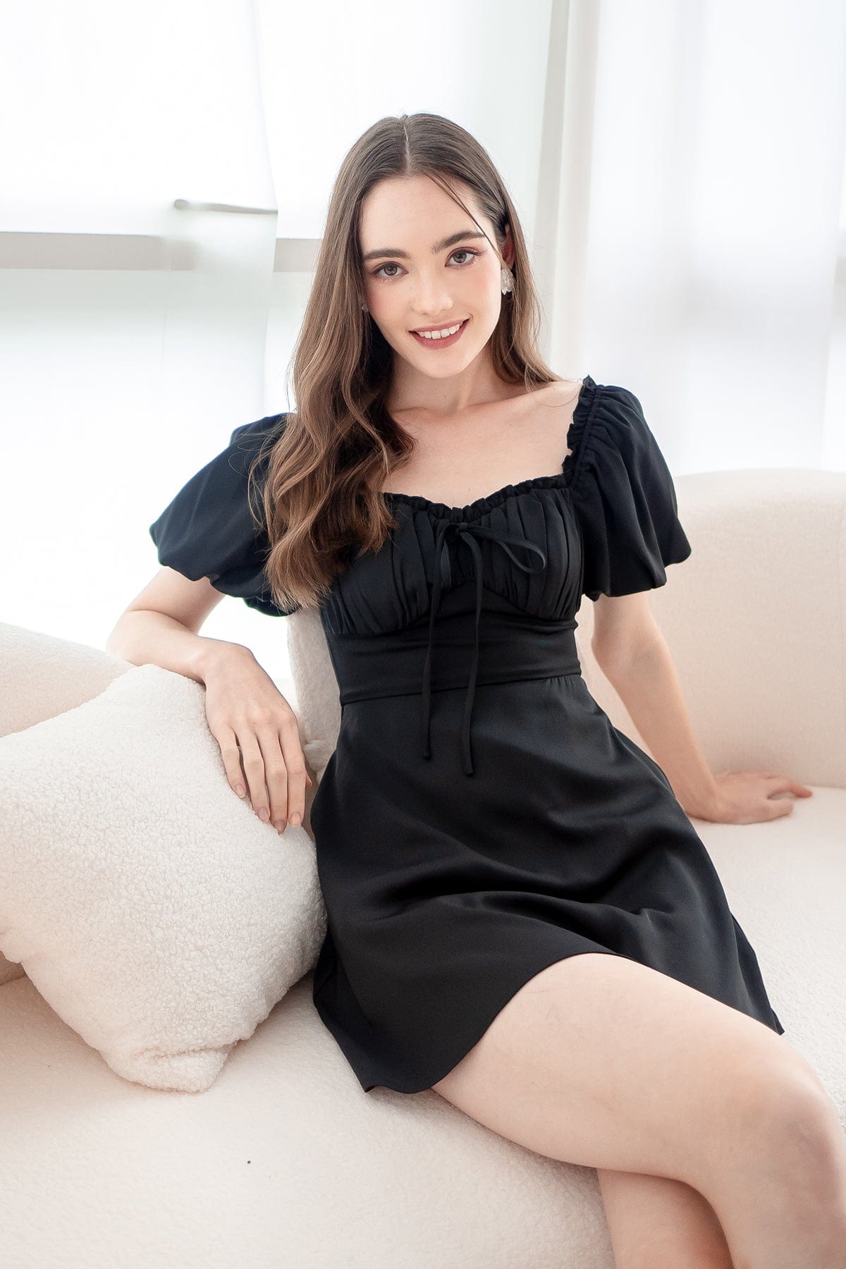 AUBREY PUFF SLEEVE DRESS IN BLACK | NEONMELLO AUBREY PUFF SLEEVE DRESS IN BLACK | NEONMELLO