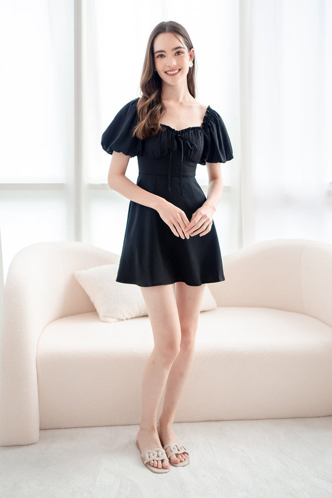 AUBREY PUFF SLEEVE DRESS IN BLACK | NEONMELLO AUBREY PUFF SLEEVE DRESS IN BLACK | NEONMELLO