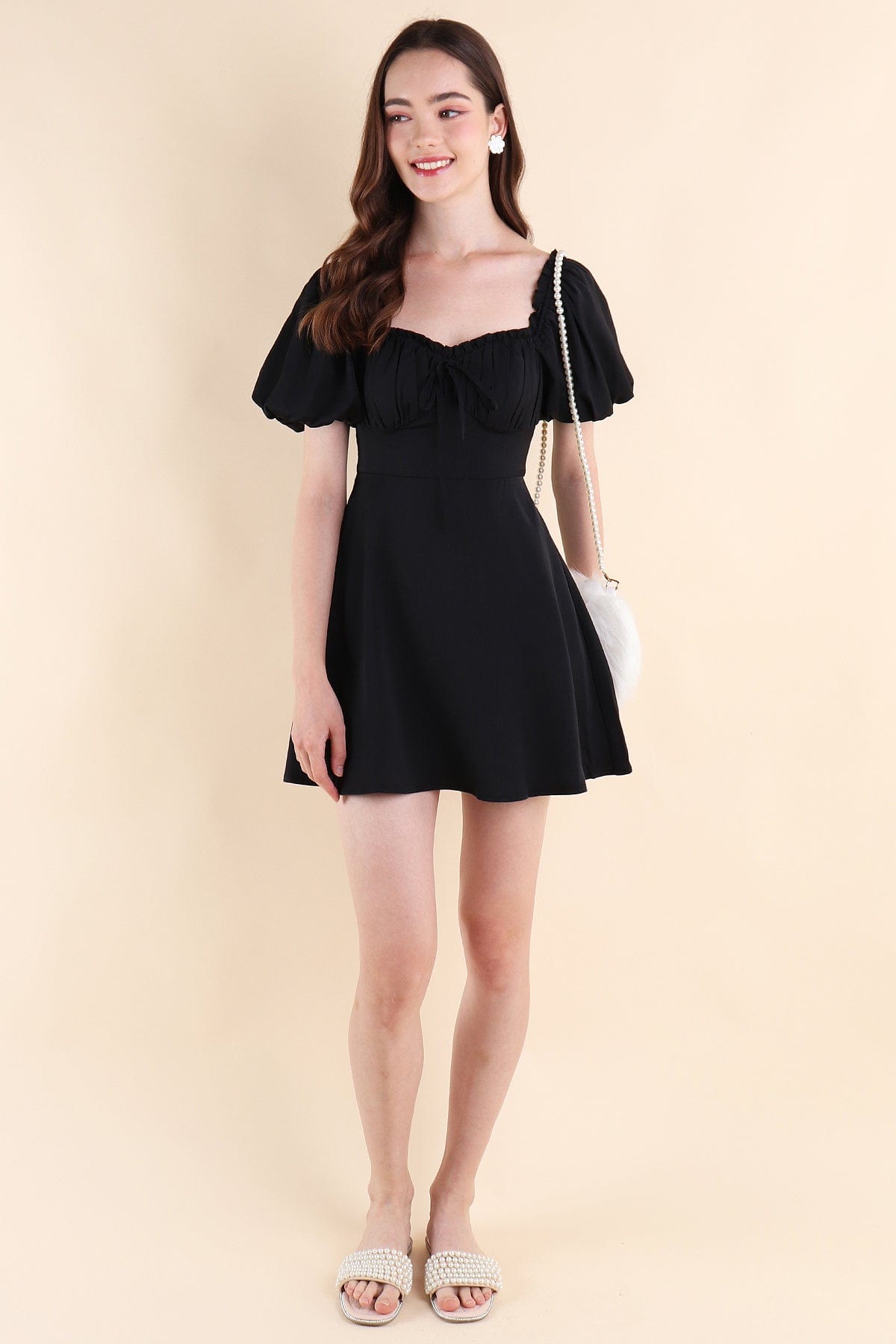 AUBREY PUFF SLEEVE DRESS IN BLACK | NEONMELLO AUBREY PUFF SLEEVE DRESS IN BLACK | NEONMELLO
