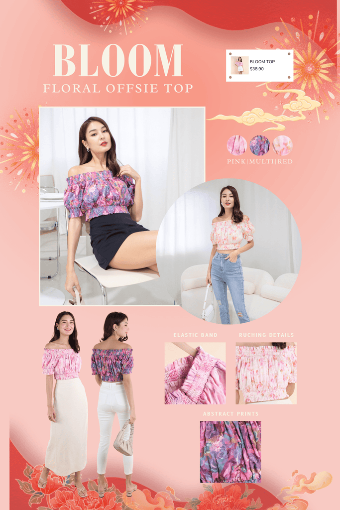 BLOOM FLORAL OFFSIE TOP IN MULTI | NEONMELLO BLOOM FLORAL OFFSIE TOP IN MULTI | NEONMELLO