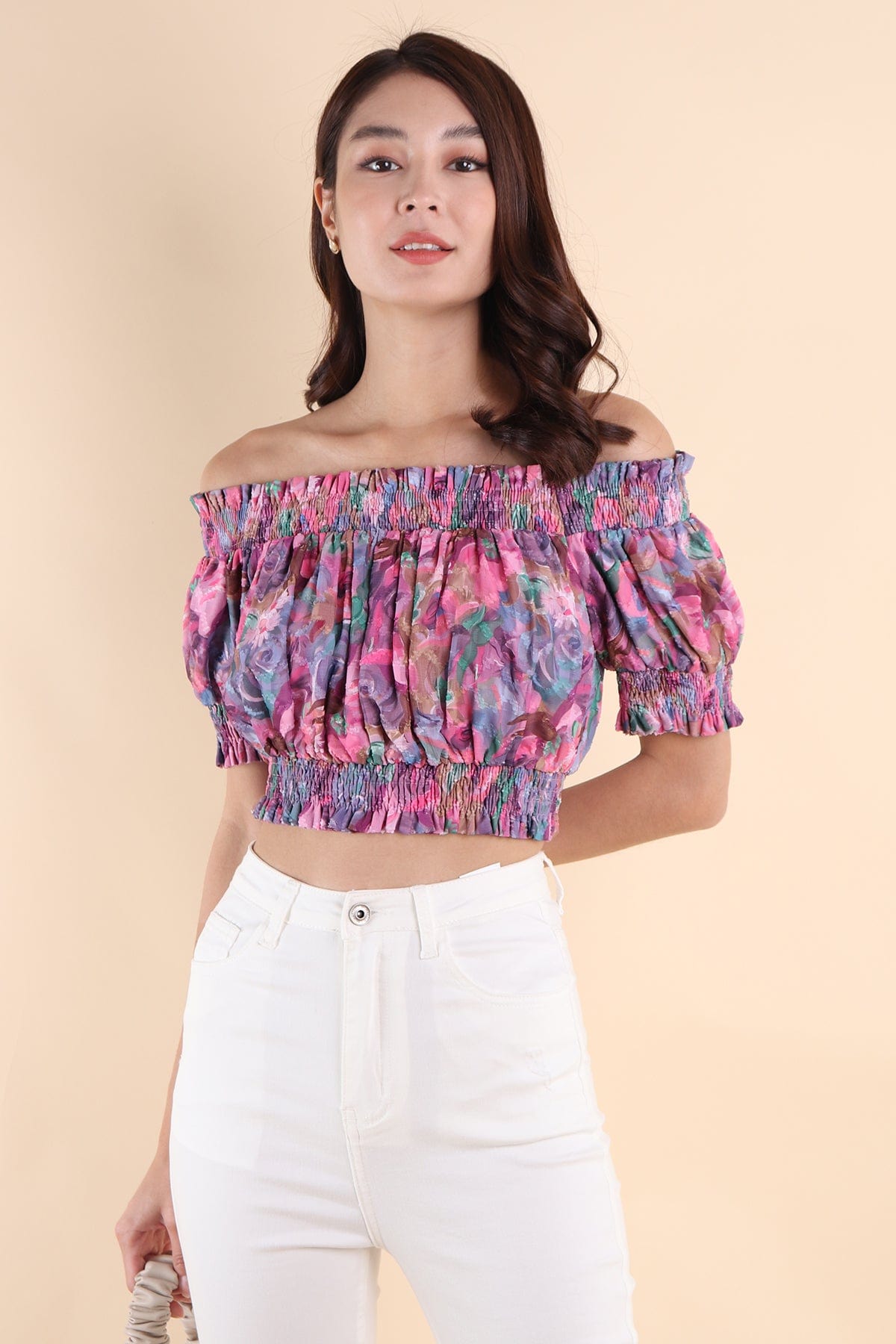 BLOOM FLORAL OFFSIE TOP IN MULTI | NEONMELLO