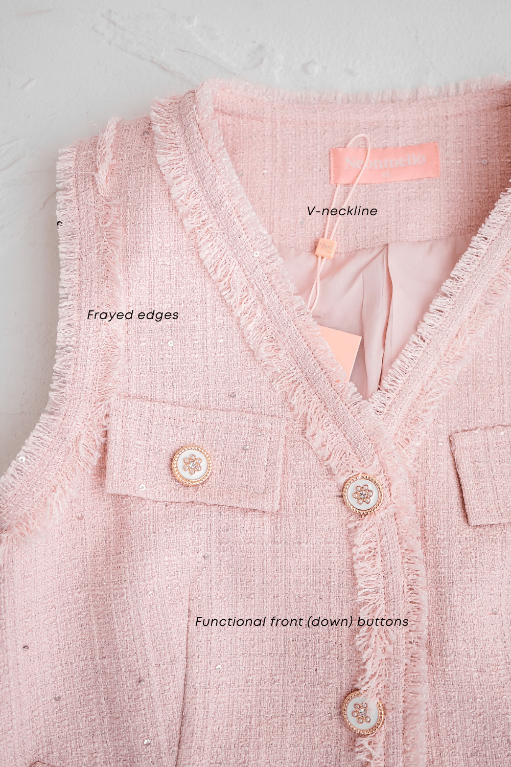 pois Tweed vest【Pink】