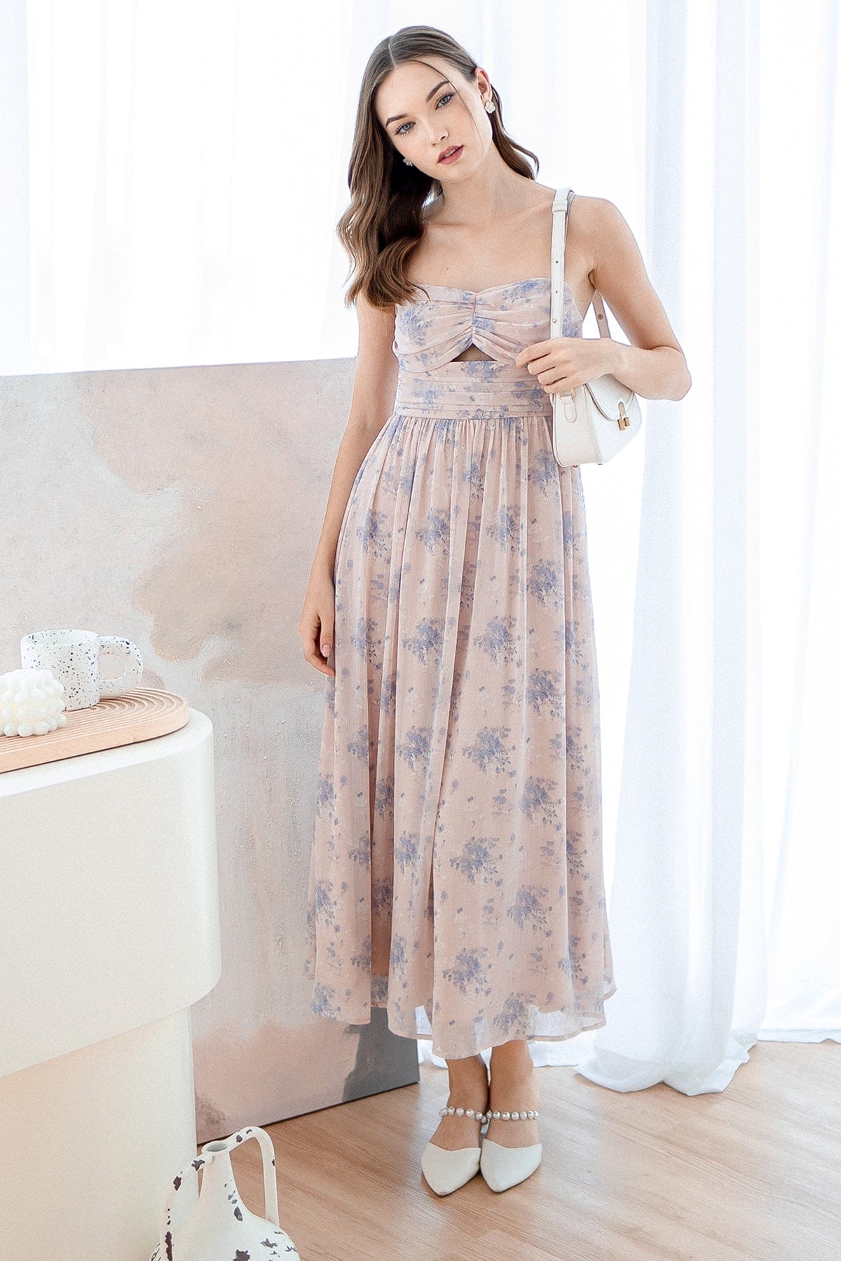 CECILY FLORAL MAXI IN DUSTY PINK | NEONMELLO