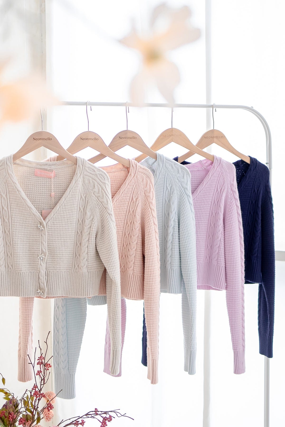 DANIELLE WEAVED CARDIGAN IN LILAC PINK | NEONMELLO