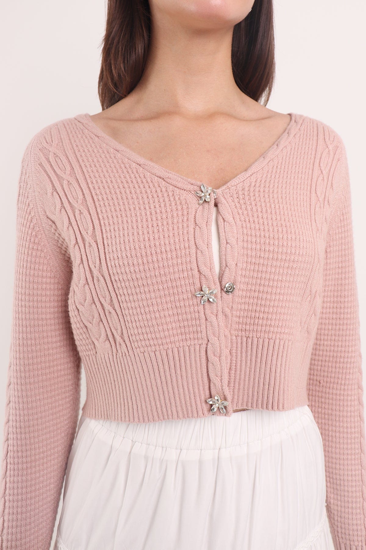 DANIELLE WEAVED CARDIGAN IN ROAST BEIGE | NEONMELLO
