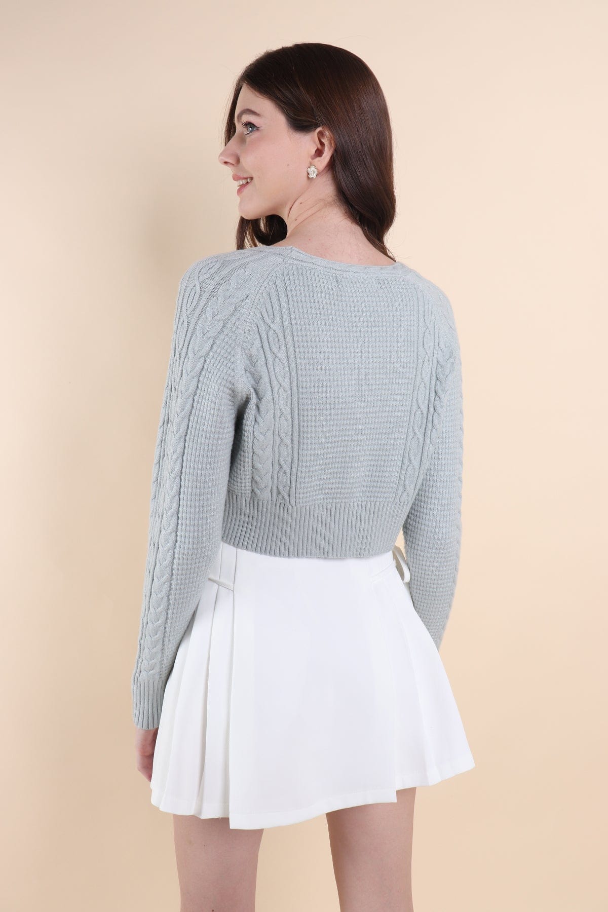 DANIELLE WEAVED CARDIGAN IN SAGE | NEONMELLO
