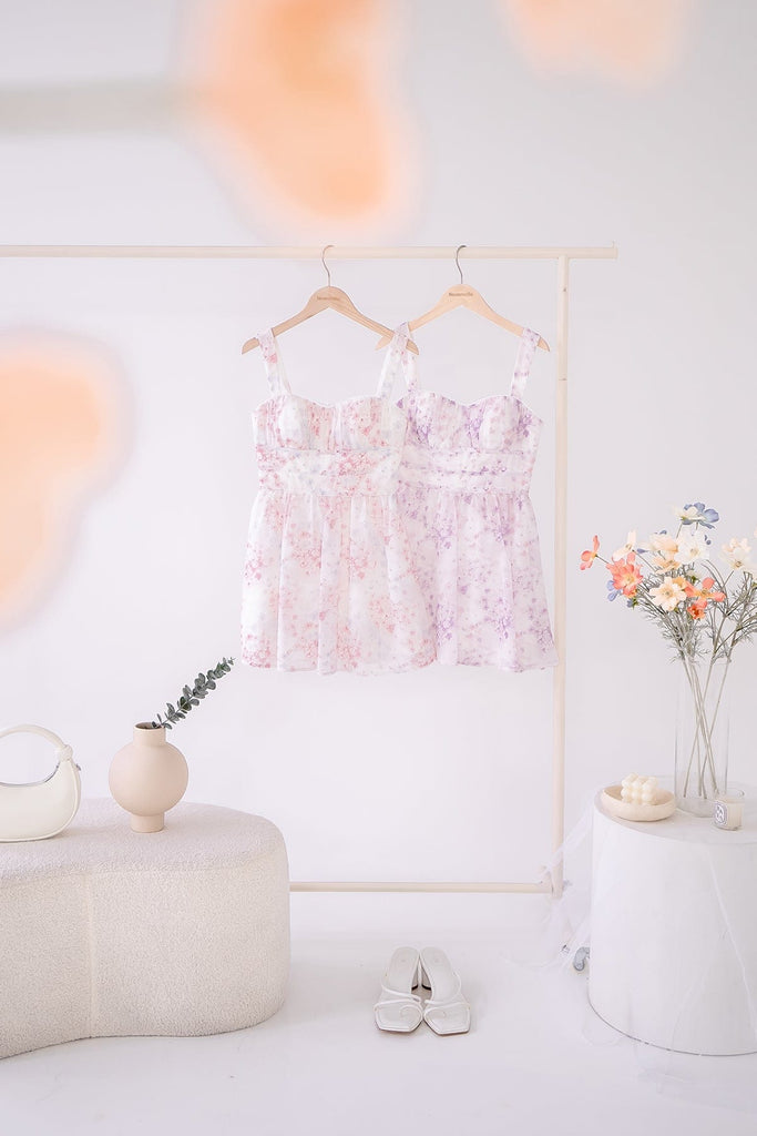 open lace back dress ELIAS DREAMY FLORAL DRESS IN PINK