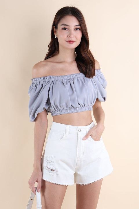 ELLAMAE PUFF SLEEVE CROP TOP IN PERIWINKLE | NEONMELLO