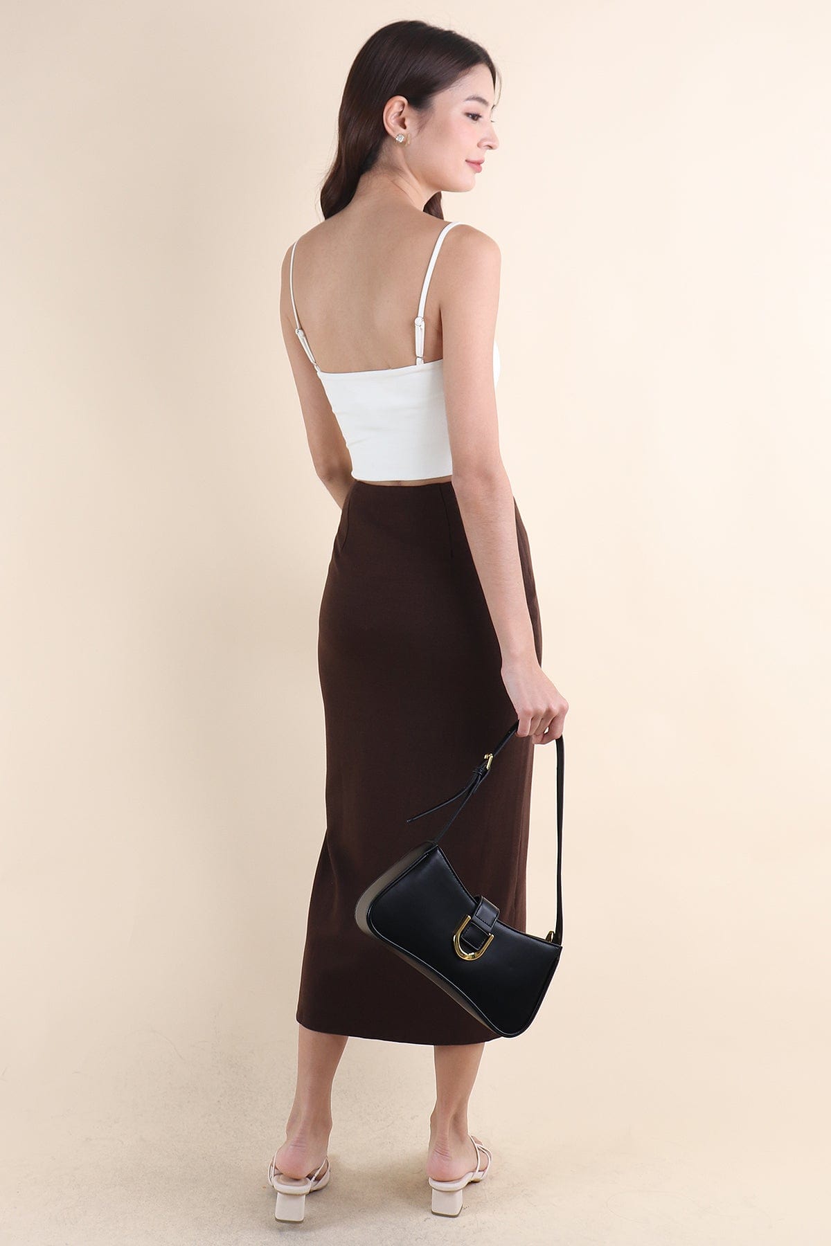 EVERDEEN SLIT SKIRT IN COFFEE | NEONMELLO