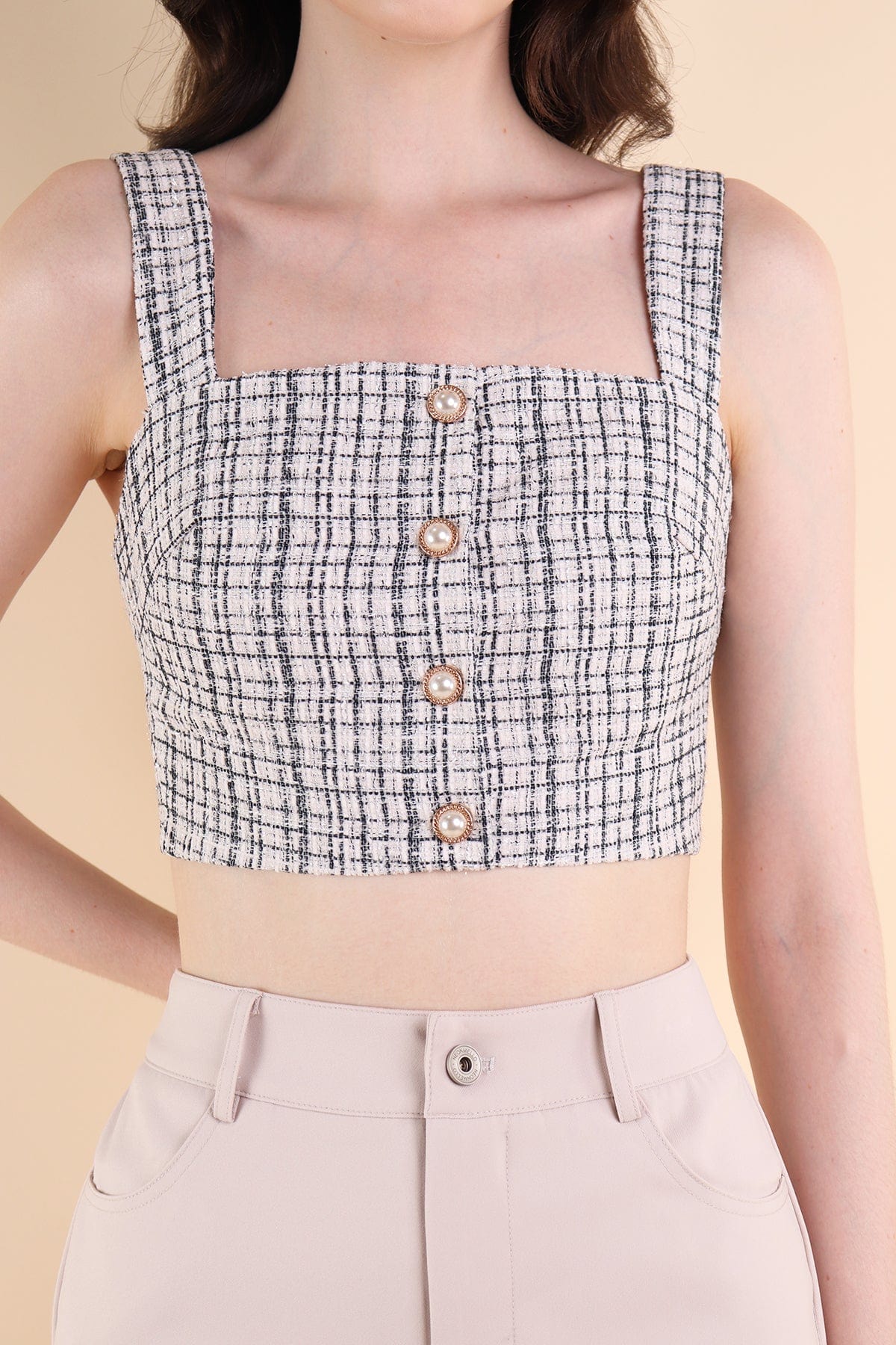 FRANCES TWEED TOP IN BLACK | NEONMELLO