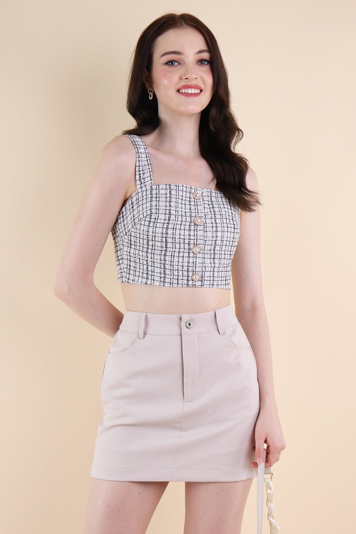 FRANCES TWEED TOP IN BLACK | NEONMELLO