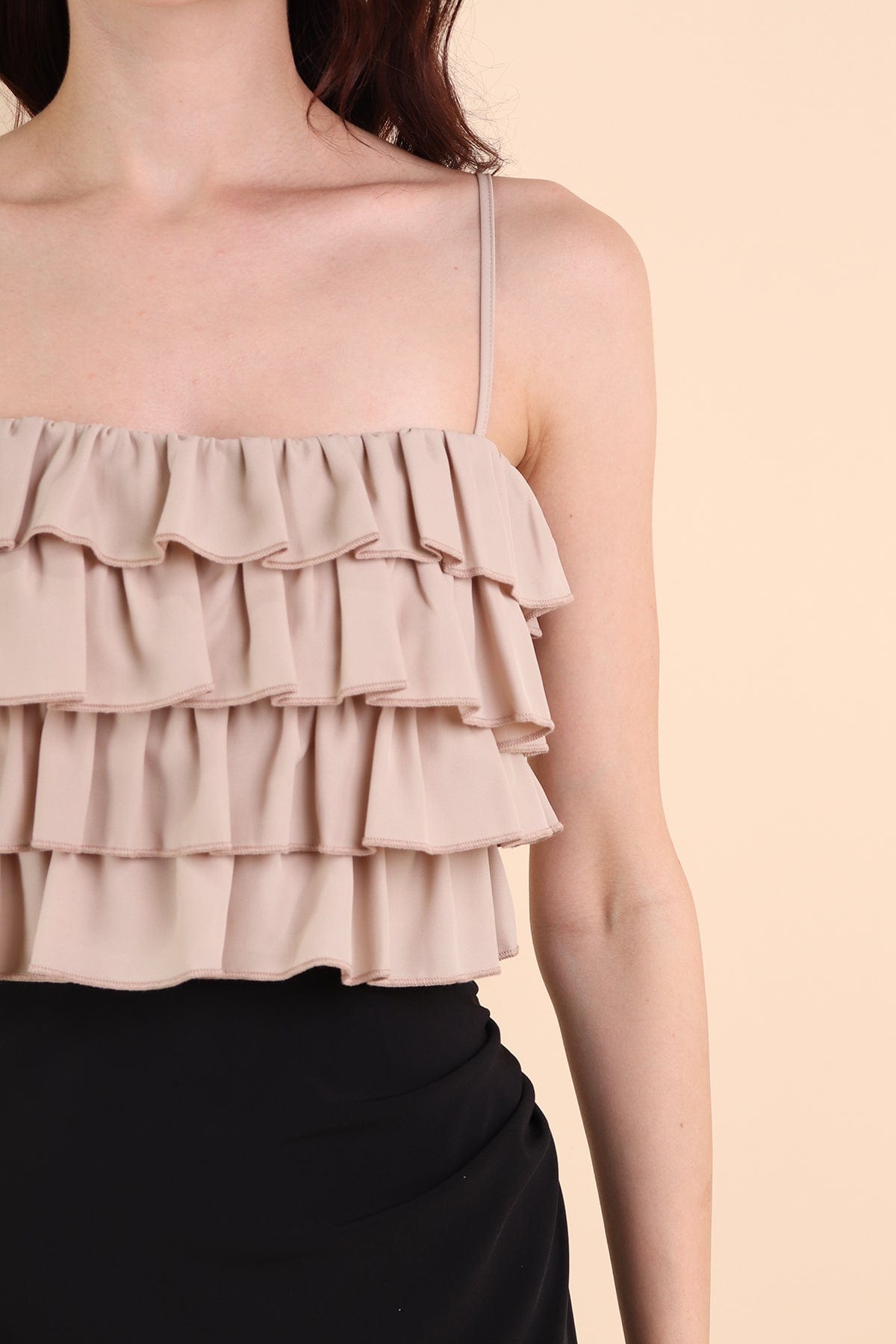 GEORGIA TIER RUFFLE TOP IN ECRU | NEONMELLO