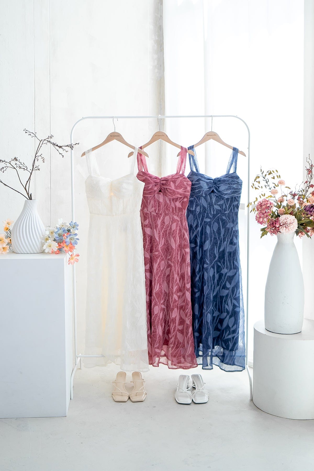 knee length dresses for ladies böhme Jessa Floral Maxi Dress in Blue main image 0