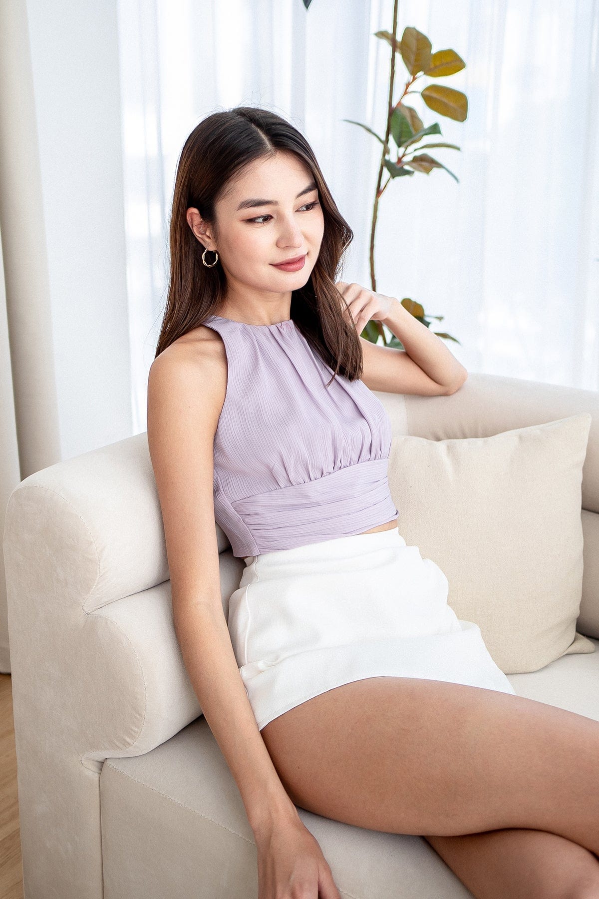 KAI PLEATED TOP IN LILAC | NEONMELLO