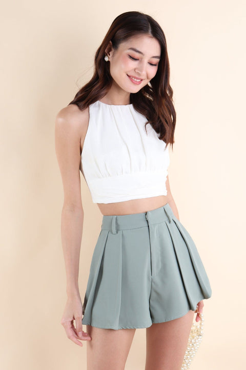 【k】herlipto Random pleated 2way tops kai-pleated-top-in-white-