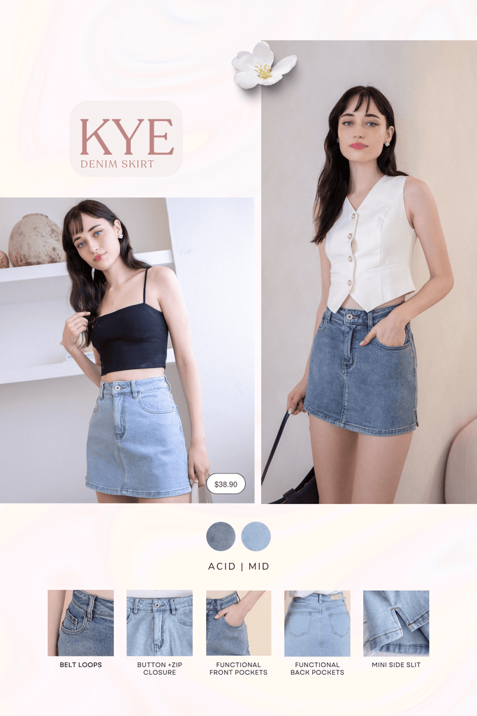 Kye RESTOCKED** KYE DENIM SKIRT IN ACID | NEONMELLO