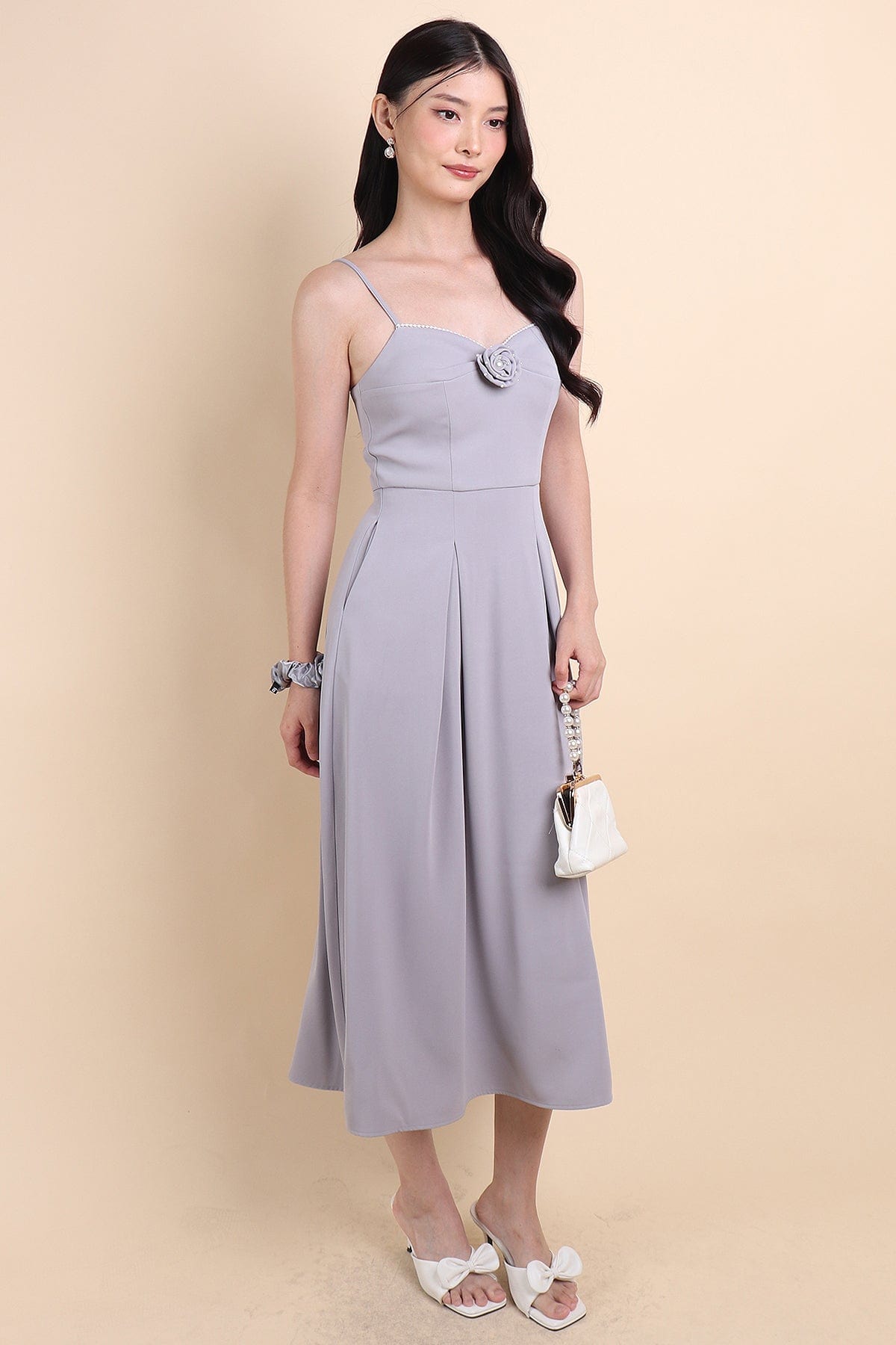 LAURELL EXQUISITE PEARL MAXI DRESS IN PERIWINKLE