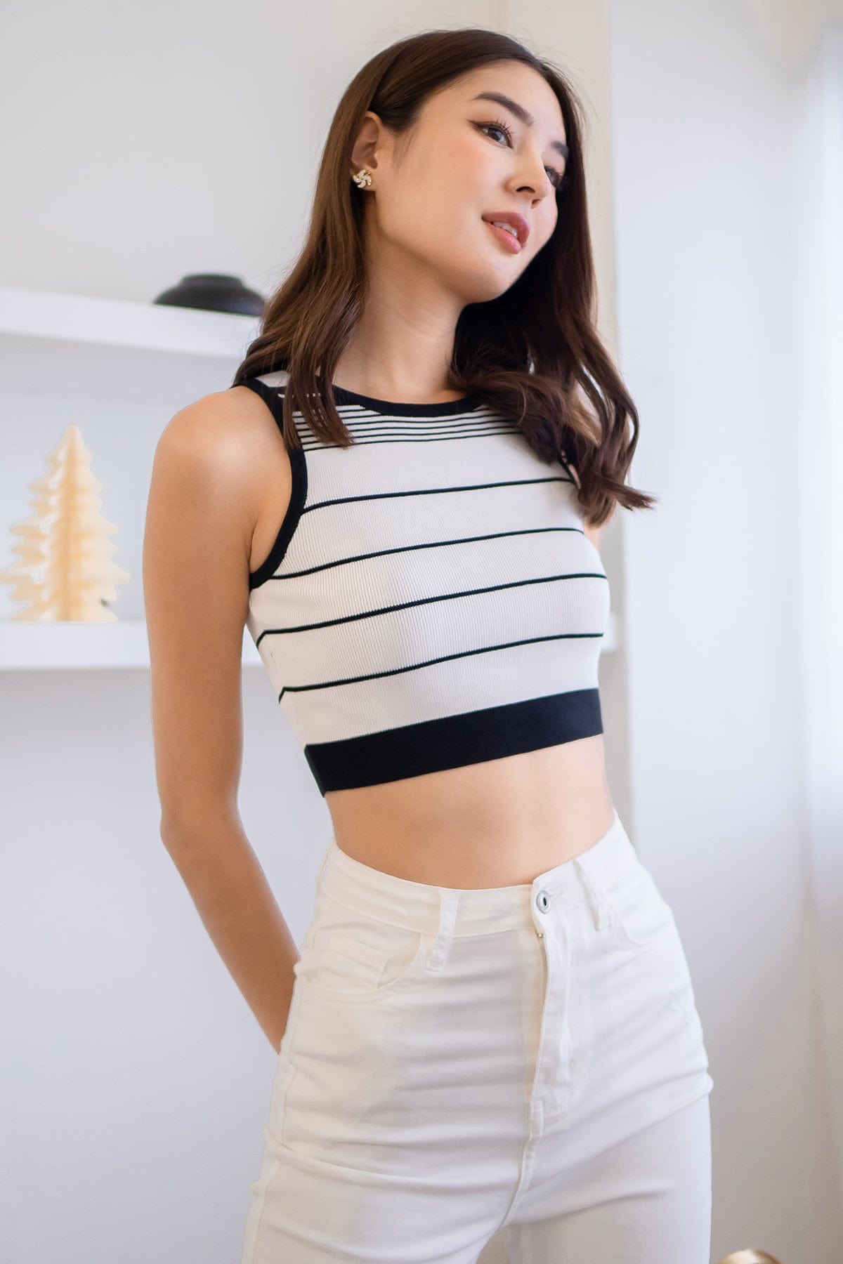 LEXLEY STRIPES KNIT TOP IN BLACK | NEONMELLO