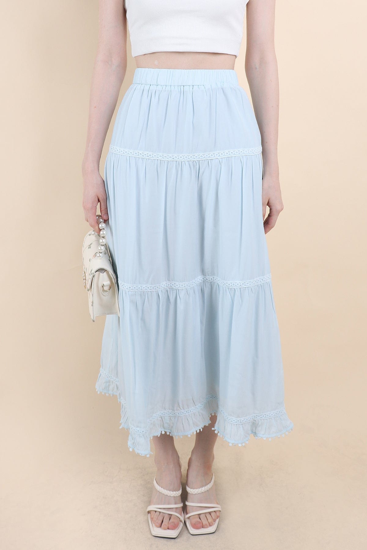 LINDSAY BANDED MAXI SKIRT IN BLUE | NEONMELLO