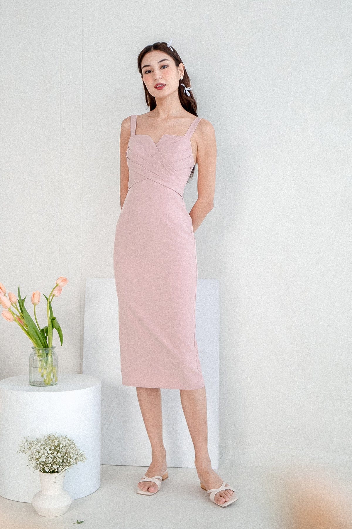 pink dress work Dasayo Pink Women Dresses Knee Length Short Sleeve Formal Dresses Solid V Neck Office Work Dresses