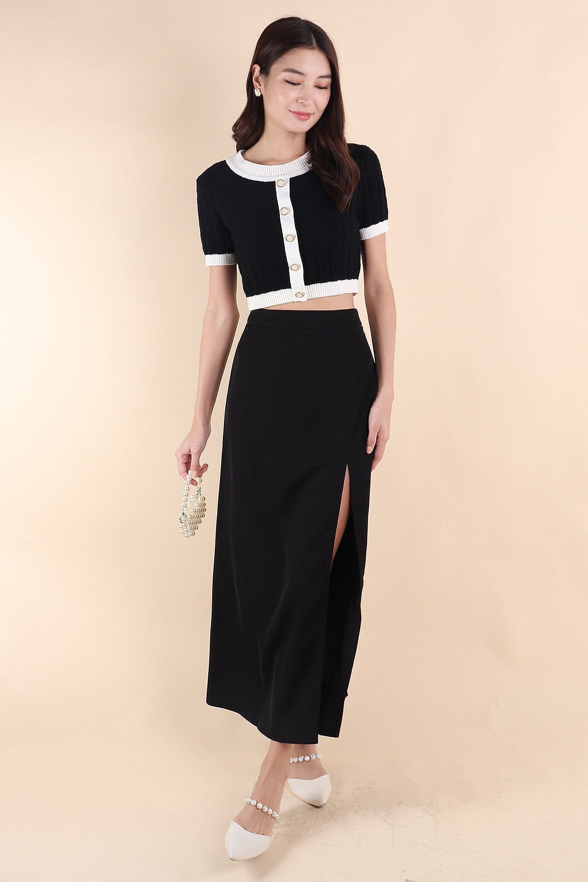 RESTOCKED** MINNIE SLIT MAXI SKIRT IN BLACK | NEONMELLO