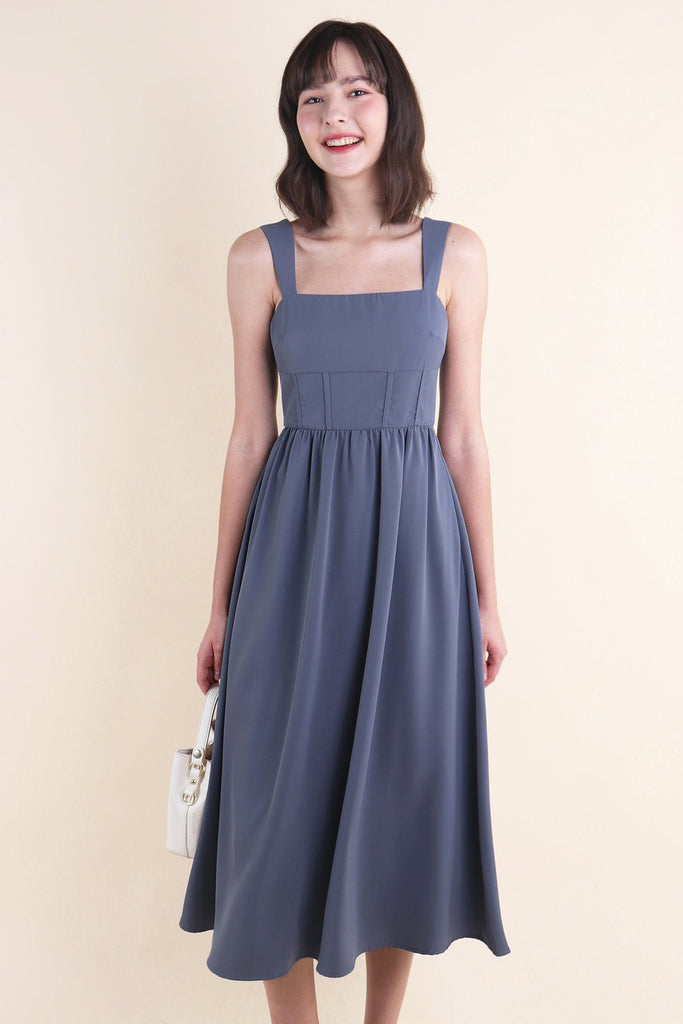 gunmetal blue dress TPZ* AVALON TENT MAXI DRESS IN GUNMETAL BLUE