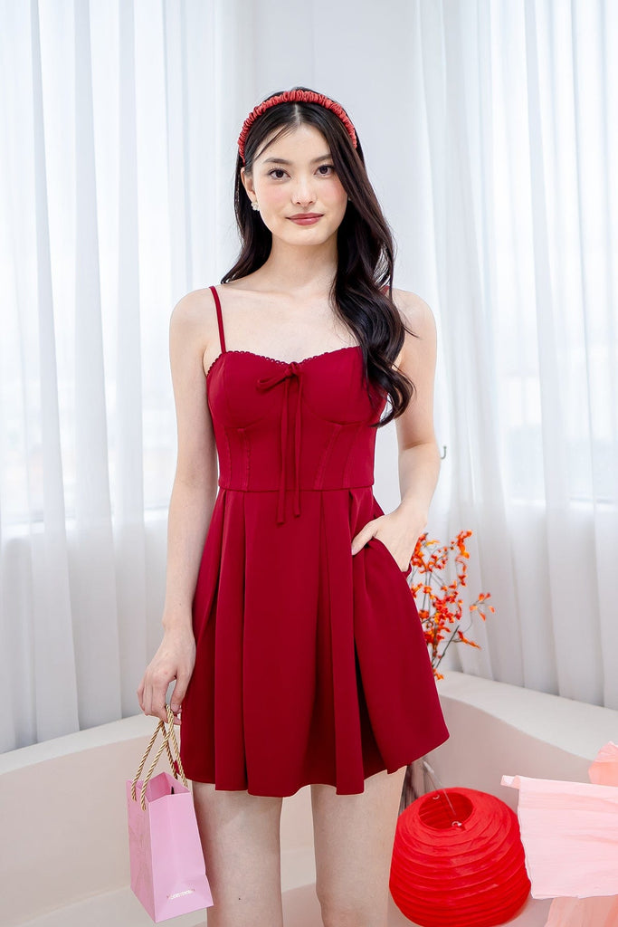 red lace trim dress Lace Trim Midi Slip Dress | Designer Collection