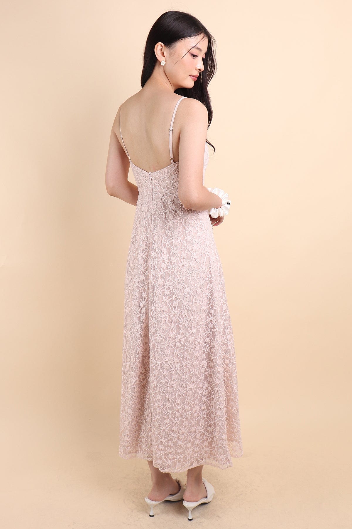 PENELOPE LACE CUT-OUT MAXI DRESS IN PINK