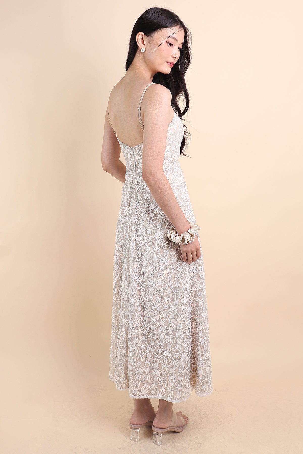 chinese dress ladies PENELOPE LACE CUT-OUT MAXI DRESS IN WHITE