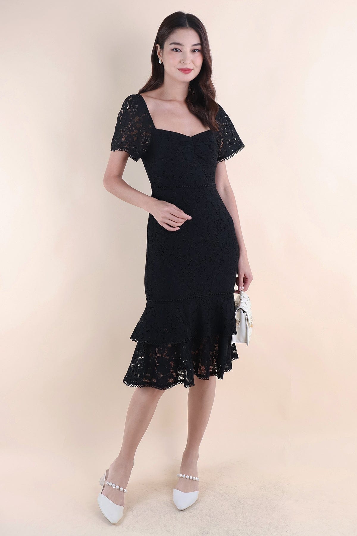 gemma lace dress GEMMA LACE MERMAID DRESS IN BLACK