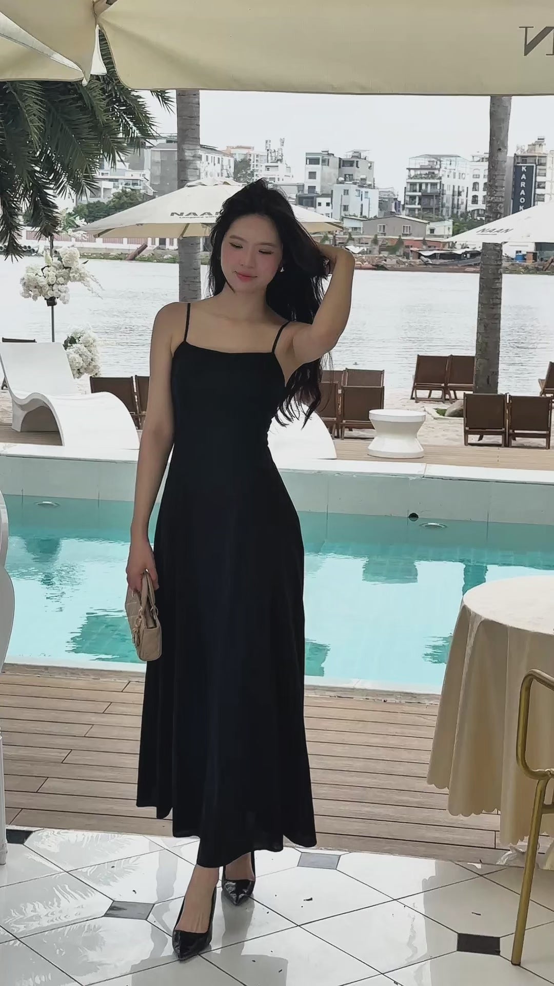 ANYA MAXI SLIP DRESS IN BLACK