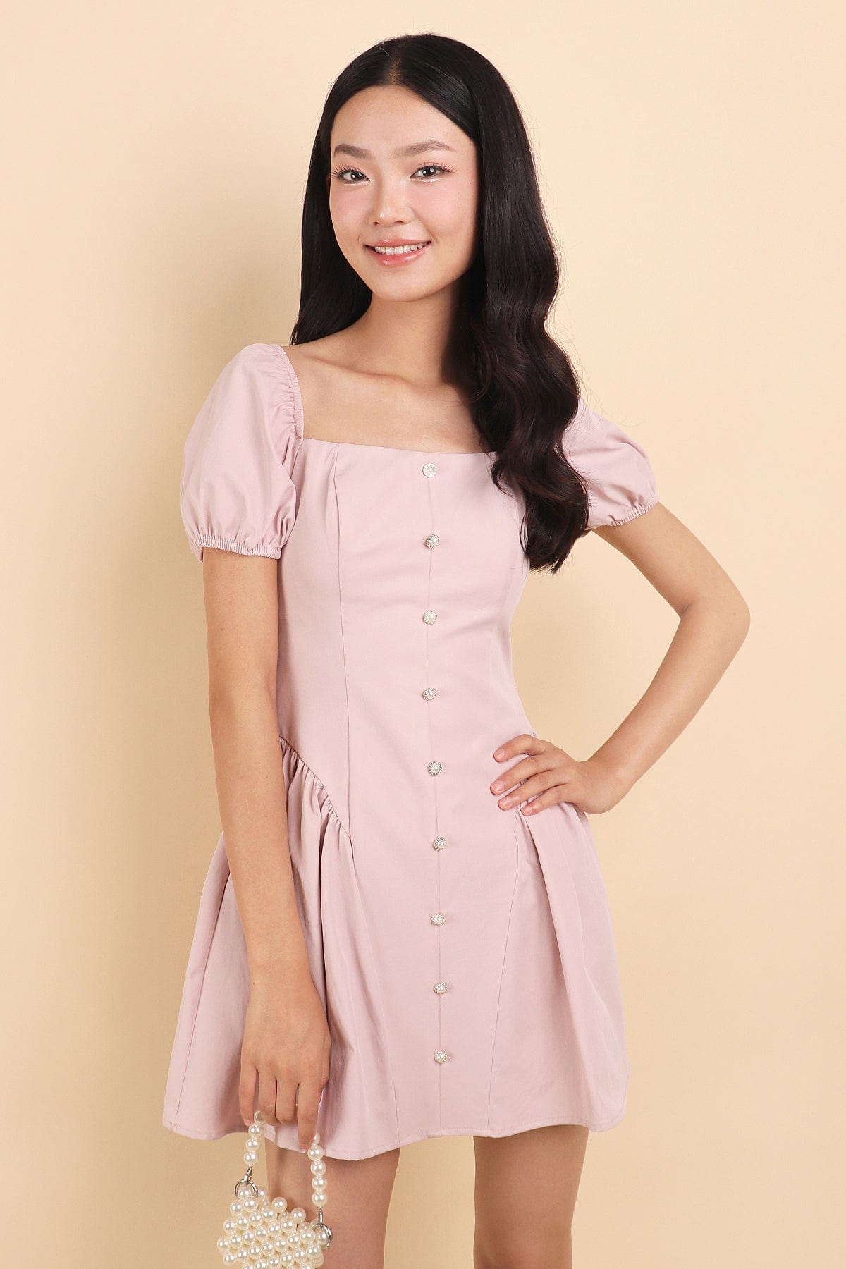 ROBYN POOF SLEEVED MINI DRESS IN PINK