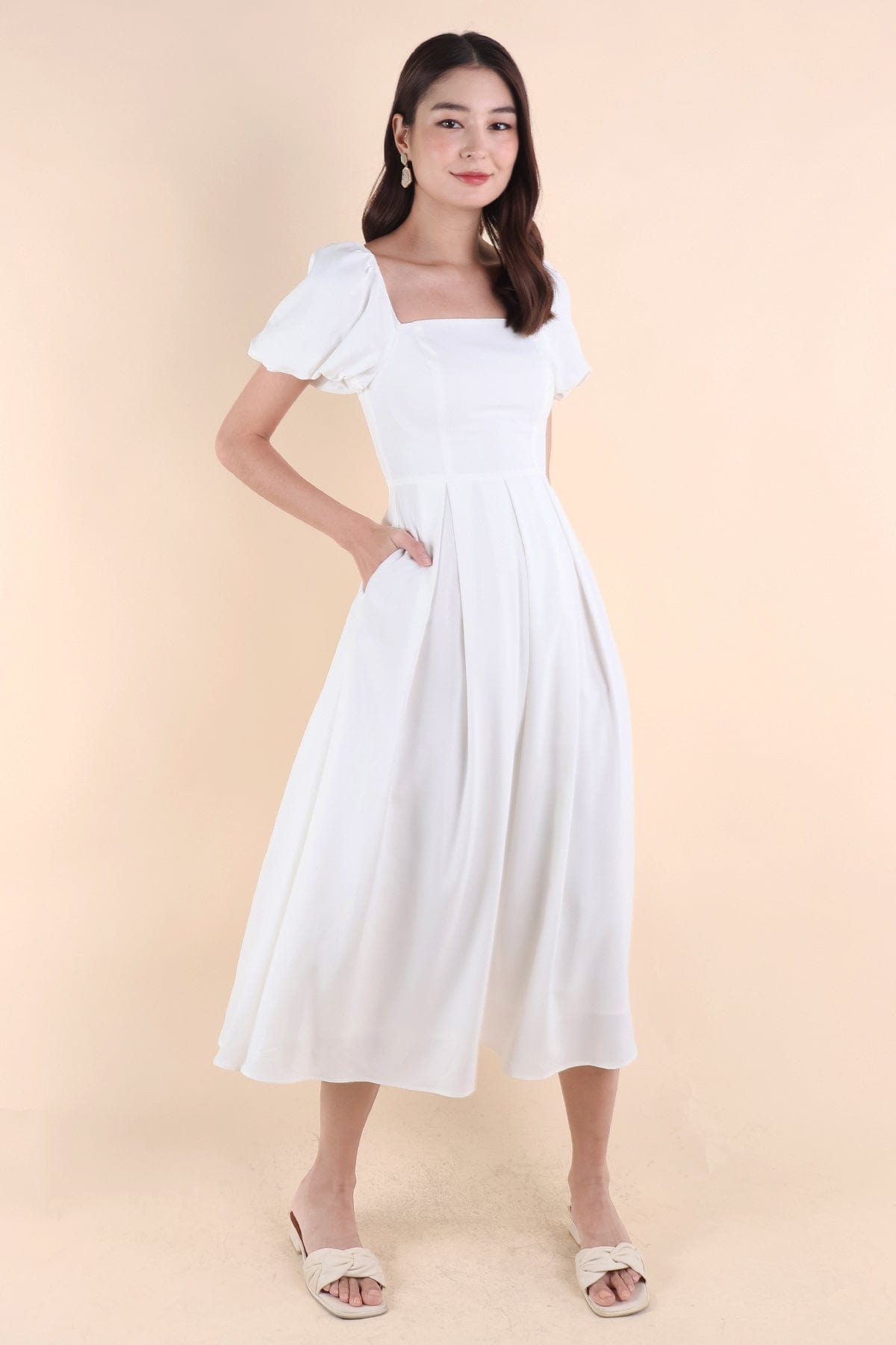 ROSELLE PUFF SLEEVE MAXI IN WHITE